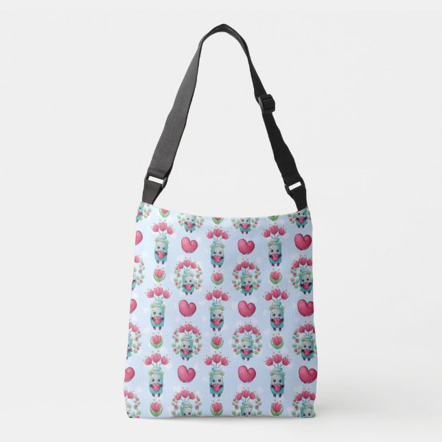 Bolsa Ajustável Linda Floral Mason Jar Hearts Pattern (Frente)