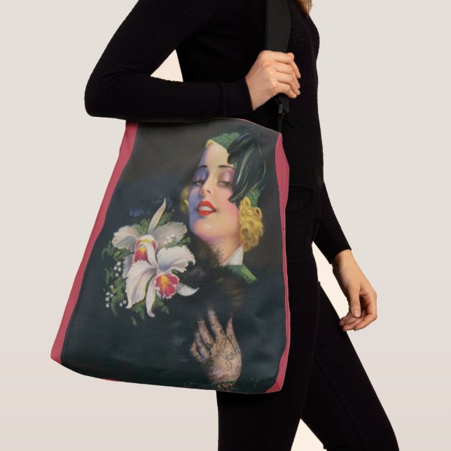 Bolsa Ajustável linda mulher com orquídeas (Close Up)