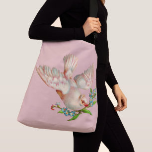 Bolsa Ajustável linda pomba branca com ramo na boca