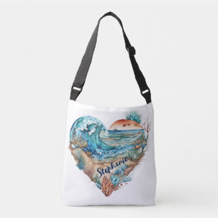 Bolsa Ajustável Linda praia areia oceânica Palmeira