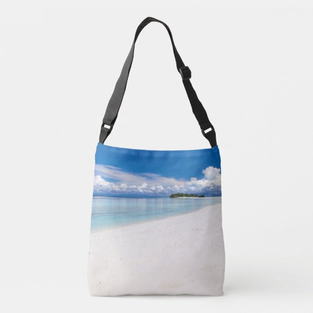 Bolsa Ajustável Linda praia de areia branca e oceano de turquesa (Verso)