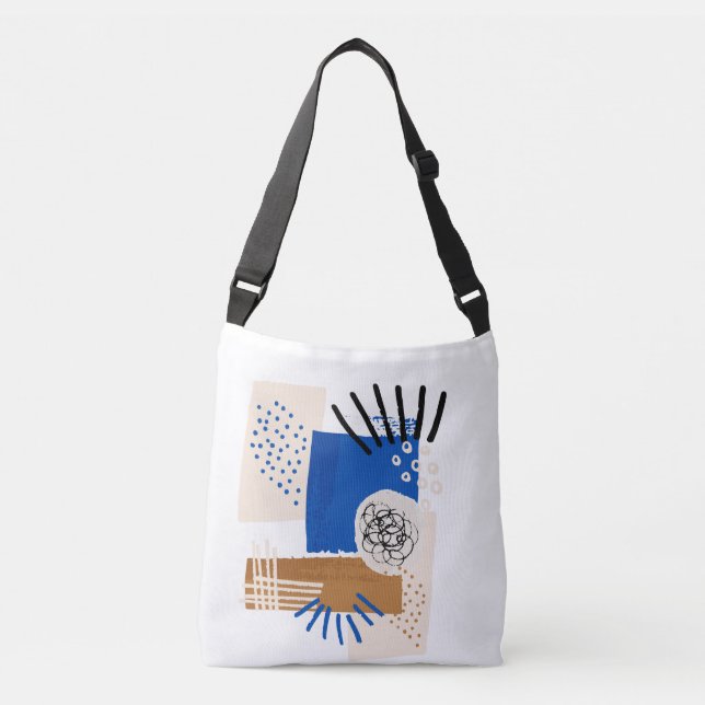 Bolsa Ajustável Linha Abstrato azul e bege (Frente)