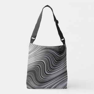 Bolsa Ajustável Linhas de Cinza de Prata Branca Moderna Preta