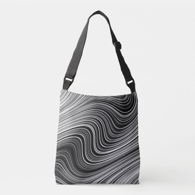 Bolsa Ajustável Linhas de Cinza de Prata Branca Moderna Preta (Frente)