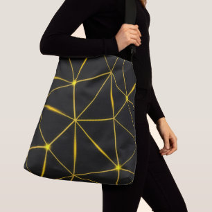 Bolsa Ajustável Linhas de ouro de triângulos negros geométricos