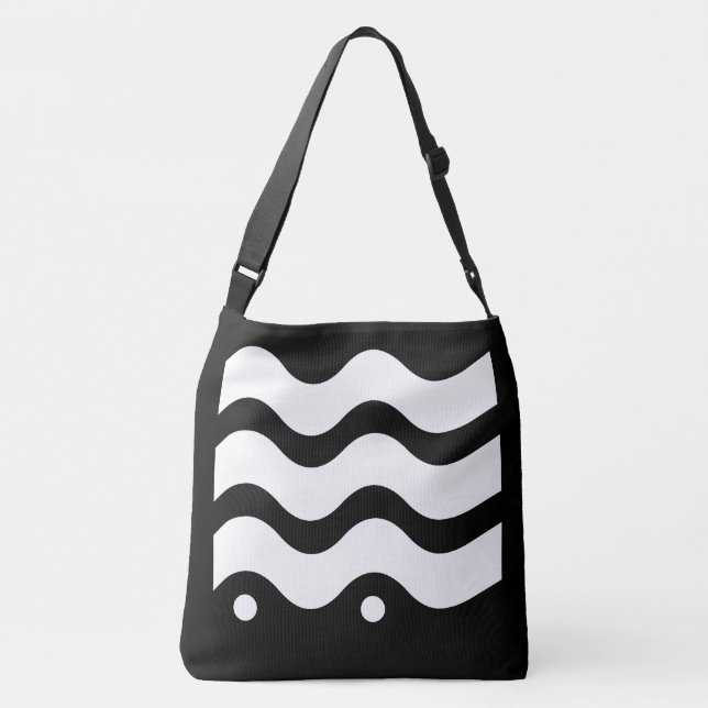 Bolsa Ajustável Linhas onduladas Design preto e branco (Verso)