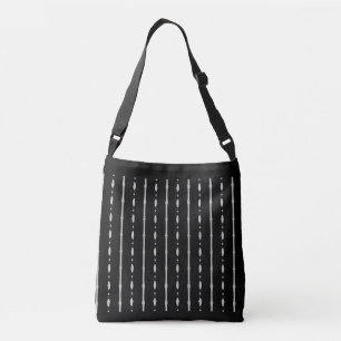Bolsa Ajustável Linhas Verticais Pretas e Prateadas Elegantes