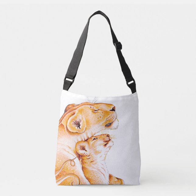 Bolsa Ajustável Lioness Mãe e o Cub White (Frente)