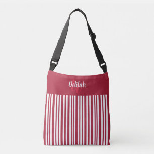 Bolsa Ajustável Listra de Bastão de Doces com Bloco de Cor Vermelh