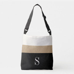 Bolsa Ajustável Listra moderna do ouro do preto do monograma