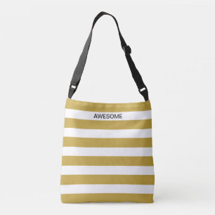 Bolsa Ajustável Listrado moderno dourado e branco