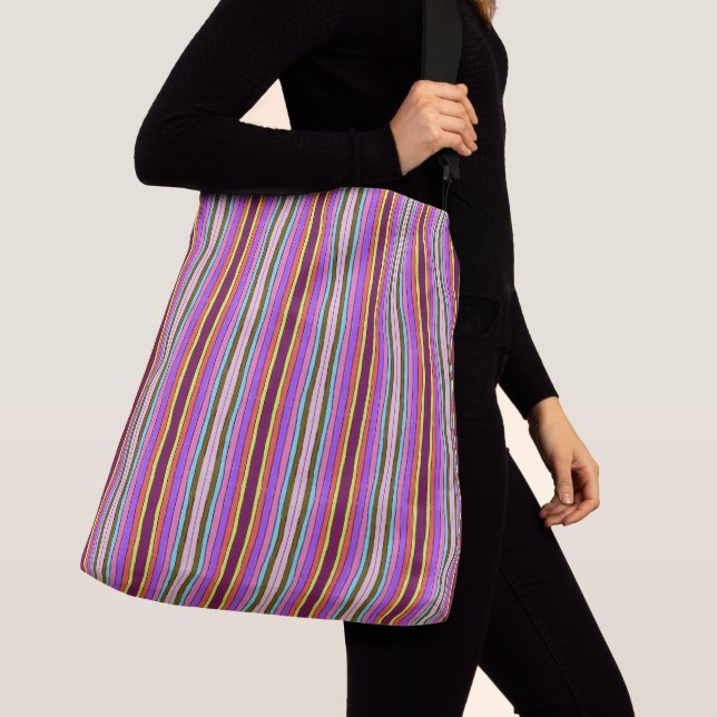 Bolsa Ajustável Listras Retro Brilhantes e Ousadas Multi Cor  (Close Up)