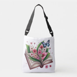 Bolsa Ajustável Livro Aberto com Floral Rosa e Borboleta