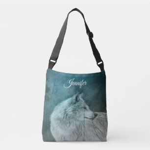 Bolsa Ajustável Lobo Cinza bonito numa Floresta Escura