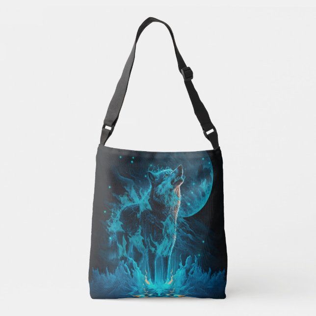 Bolsa Ajustável Lobo de Fogo Azul (Verso)
