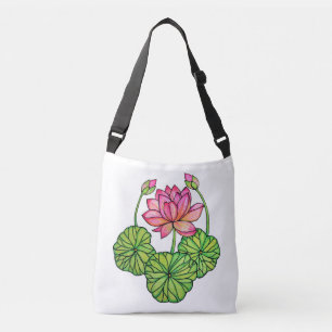 Bolsa Ajustável Lotus Cor-de-Água Rosa com Compartimentos e Folhas