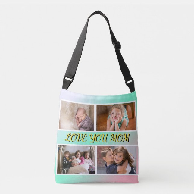 Bolsa Ajustável Love You Mom 4-Photo Pastel (Frente)