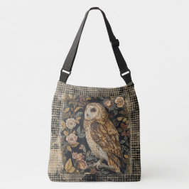 Bolsa Ajustável Lovely Owl in the Flowers Garden ,Gold Checkered