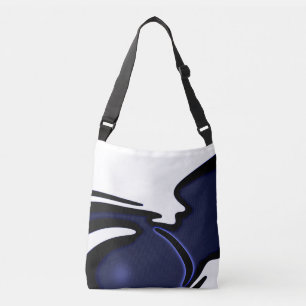 Bolsa Ajustável Lua azul: Abstrato azul, branco e preto