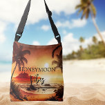 Bolsa Ajustável Lua de mel vibe praia tropical sunset<br><div class="desc">Para sua lua de mel. Sunset,  uma praia tropical com palmeiras. Texto: Vibes da Lua de mel.</div>