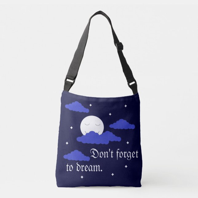 Bolsa Ajustável Lua Estrelada com Nuvens: Azul Escuro (Frente)