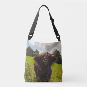 Bolsa Ajustável Luz verde do campo verde da vaca em lata negra