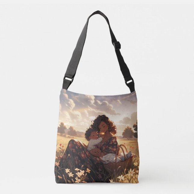 Bolsa Ajustável Mãe de anime num campo de manhã (Frente)