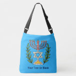 Bolsa Ajustável Magen Persa David Menorah<br><div class="desc">Esta imagem foi adaptada de um antigo azulejo judeu persa e apresenta uma menorah com um Magen David (Estrela de David) enquadrado por ramos de oliveira. As imperfeições da imagem original pintada à mão foram preservadas. Adicione seu próprio texto. Você pode escolher outra cor de fundo; e ela fica bonita...</div>