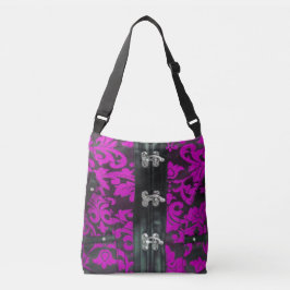 Bolsa Ajustável Magenta Black Lace Steampunk Cross Body Bag