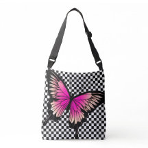 Magenta Butterfly Checker Cross Body Tob