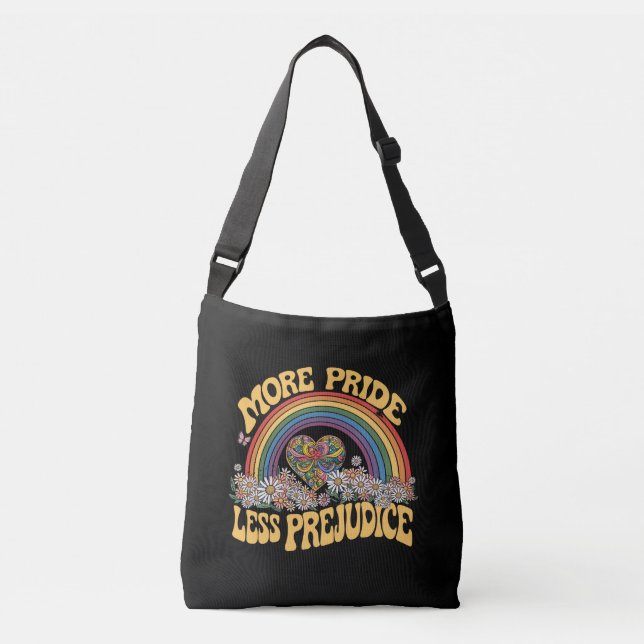Bolsa Ajustável Mais Orgulho Menos Preconceito Retro Arco-íris Org (Frente)