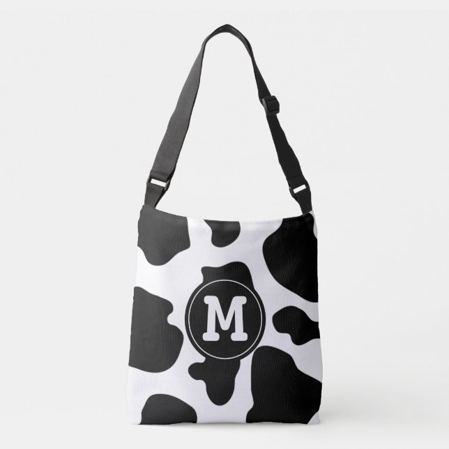 Bolsa Ajustável Mala de impressão de vaca monograma personalizada (Frente)