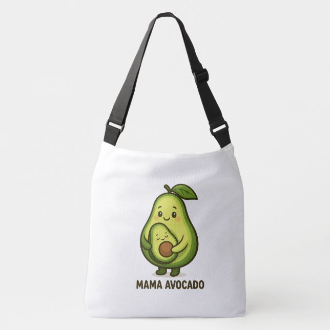Bolsa Ajustável Mama Avocado com Bebê - Design de Cartoon Bonito (Frente)