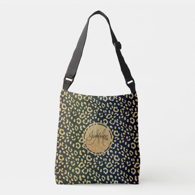 Bolsa Ajustável Manchas Douradas de pele-leopardo monograma (Frente)