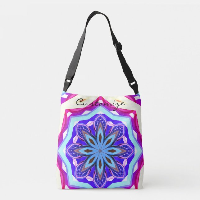 Bolsa Ajustável mandala azul roxa Thunder_Cove (Verso)