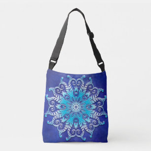 Bolsa Ajustável Mandala floral azul no fundo do grunge