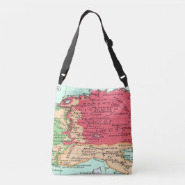 Bolsa Ajustável Mapa da Vintagem do Padrão Europeu em Coral e Casa