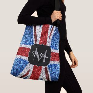 Bolsa Ajustável Marca do Reino Unido, vermelho, azul, brilho branc