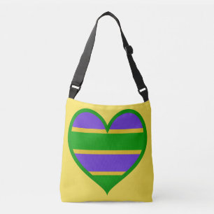 Bolsa Ajustável Mardi Gras Striped Heart