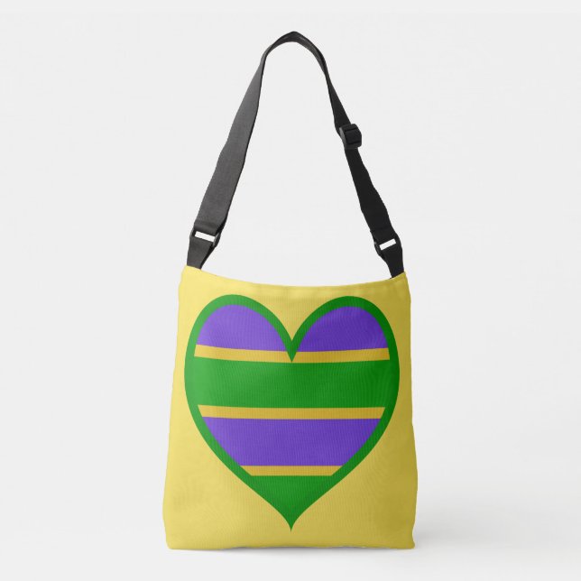 Bolsa Ajustável Mardi Gras Striped Heart (Frente)