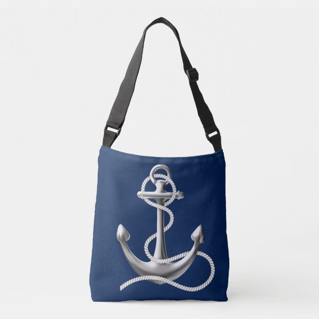 Bolsa Ajustável Marinho azul- de corpo cruzado de âncora personali (Frente)