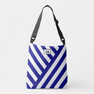 Bolsa Ajustável Marinho Azul e Saco Branco com Tota Monograma com 