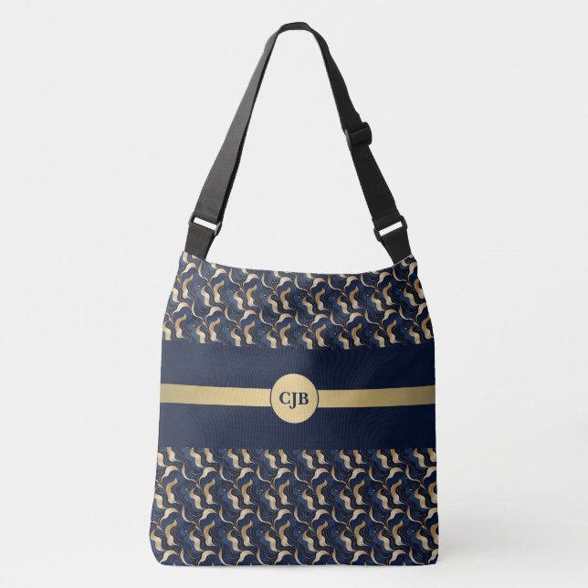 Bolsa Ajustável Marinho personalizado e Abstrato Dourado (Frente)