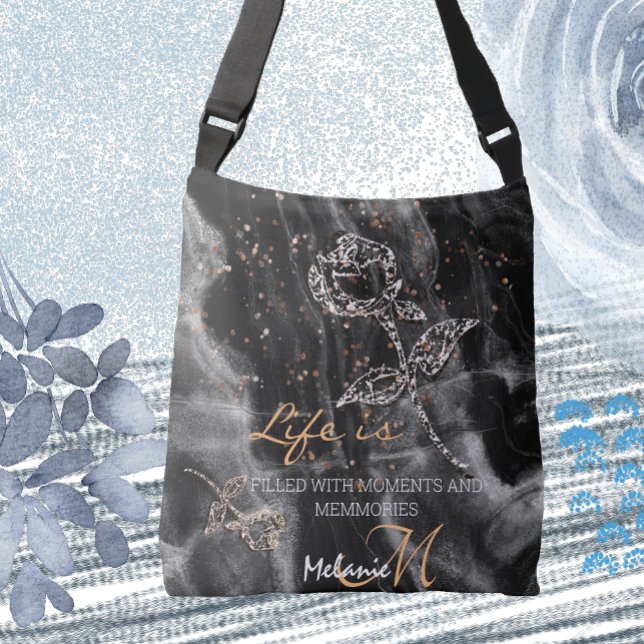 Bolsa Ajustável Mármore Elegante Negro (Elegant Black Marble bag)