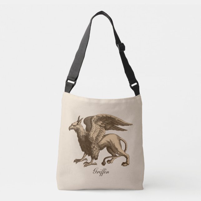 Bolsa Ajustável Marrom Elegante e Beige Griffin - Besta Lendária (Frente)