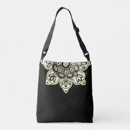 Bolsa Ajustável Medallion Crossbody Bag preto e creme