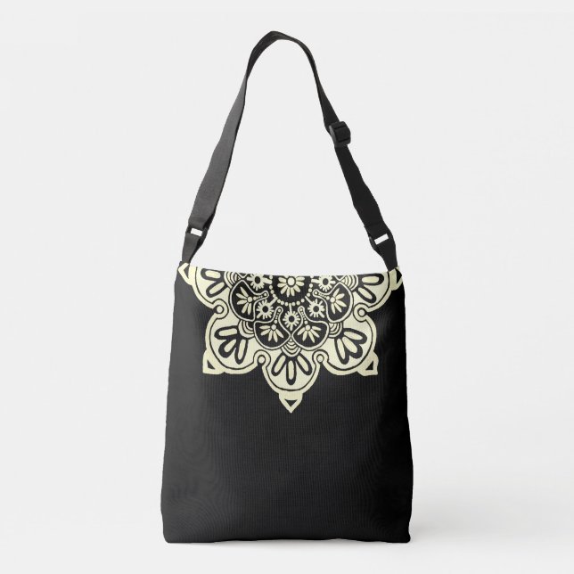 Bolsa Ajustável Medallion Crossbody Bag preto e creme (Verso)