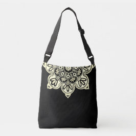 Bolsa Ajustável Medallion Crossbody Bag preto e creme