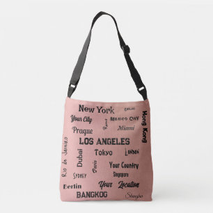 Bolsa Ajustável mega cidades do mundo com pincel rosa-chic