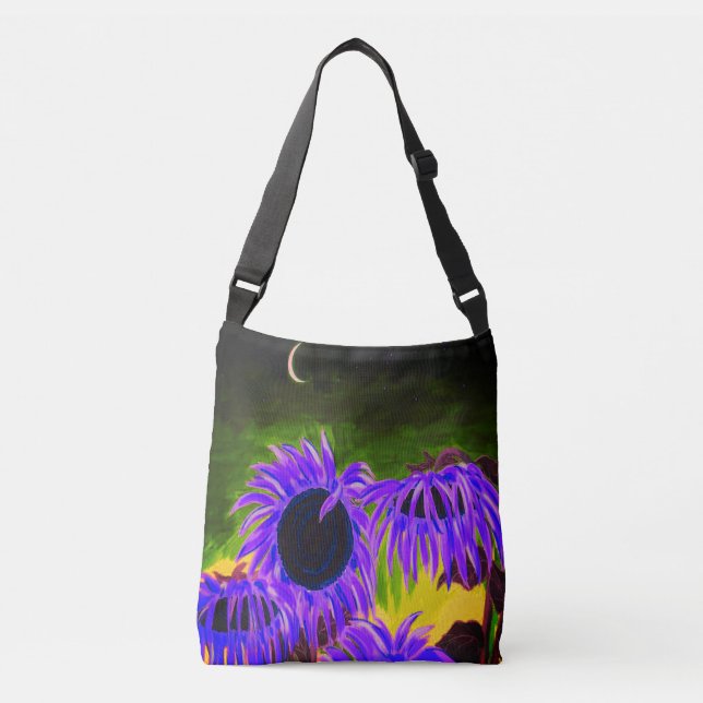 Bolsa Ajustável Meia-noite Sunflower Crossbody (Frente)